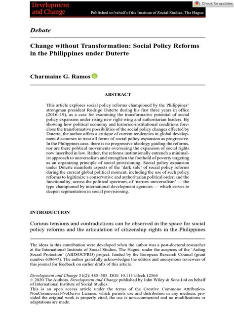 Change without Transformation: Social Policy .